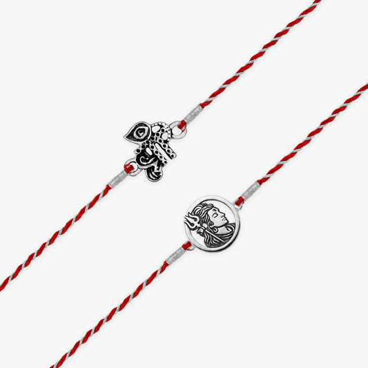 Silver Shree & Om Rakhi Combo (Set of 2)