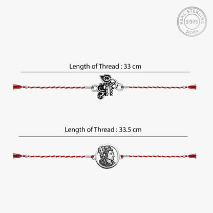 Silver Shree & Om Rakhi Combo (Set of 2)