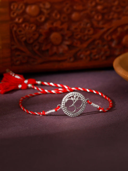 Silver Beaded Om Rakhi