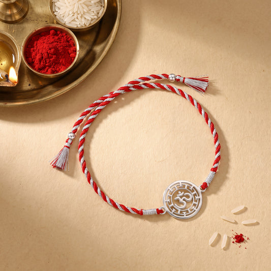Silver Protected Om Rakhi