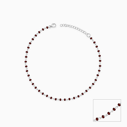 Silver Ruby Orbit Anklet