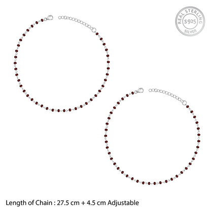 Silver Ruby Orbit Anklet