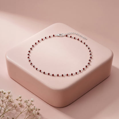 Silver Ruby Orbit Anklet