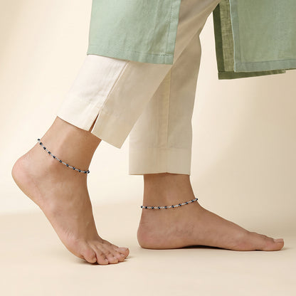 Silver Midnight Melody Anklet
