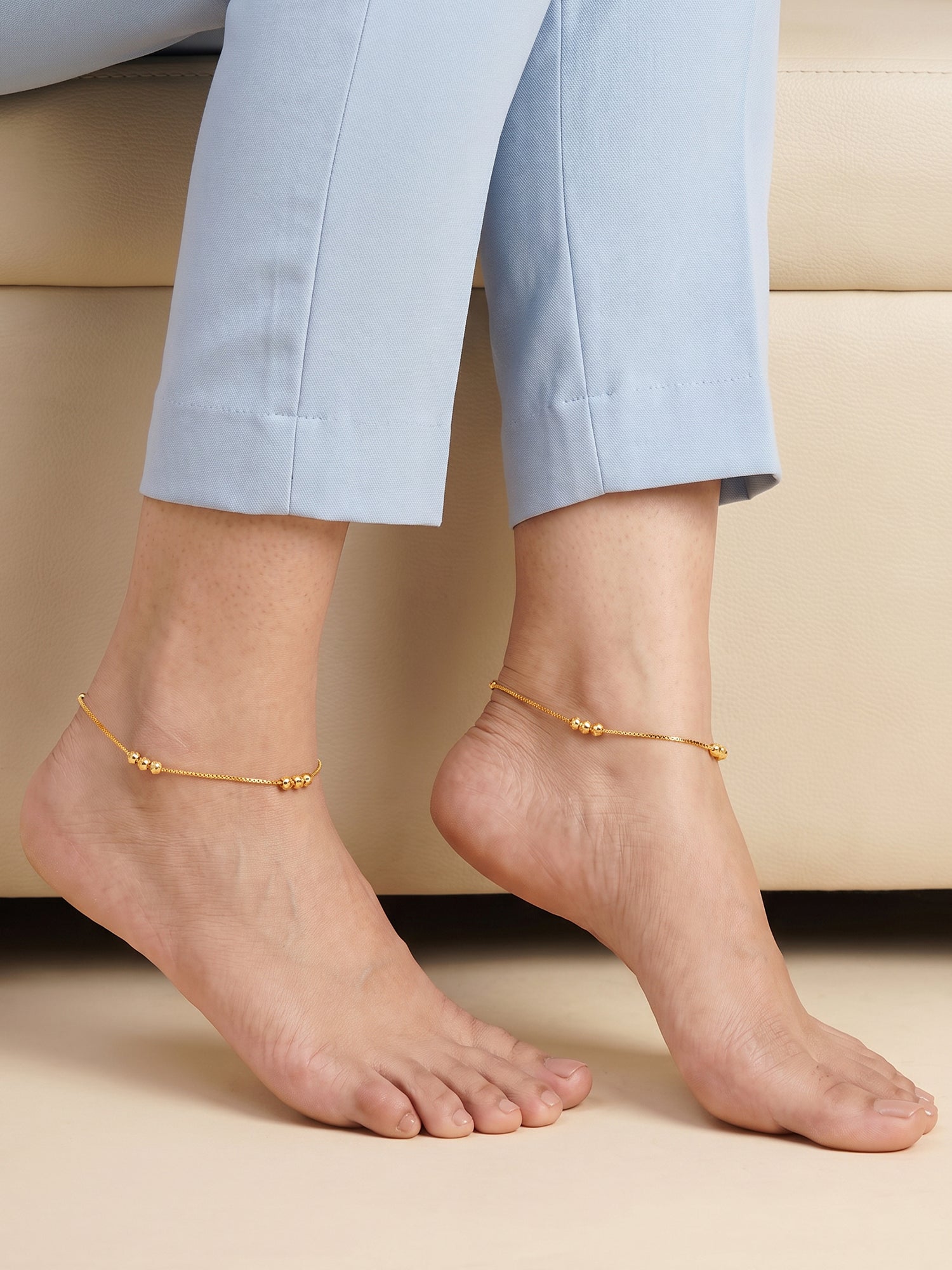 Golden Xanthe Beaded Anklets
