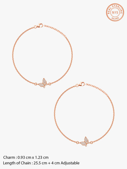 Rose Gold Maribel Butterfly Anklet