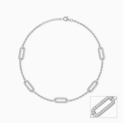 Silver Patterened Paperclip Anklet