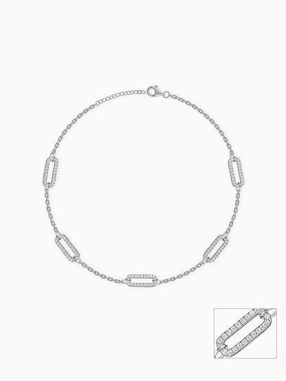 Silver Patterened Paperclip Anklet