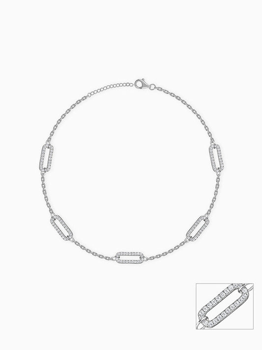 Silver Patterened Paperclip Anklet