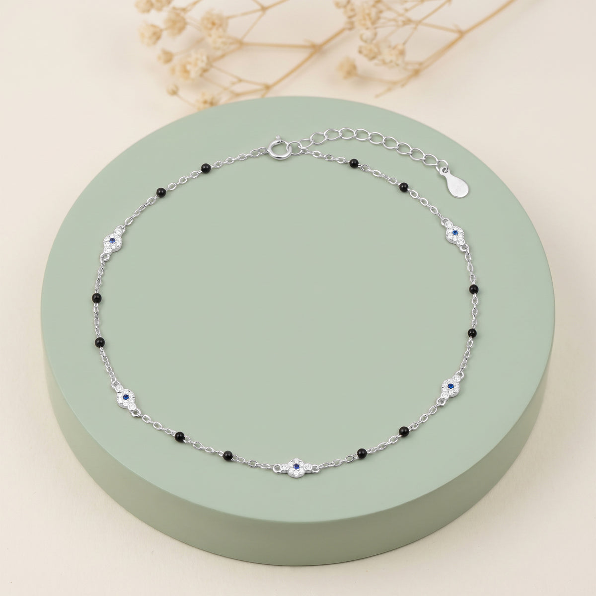 Silver Lucerna Beaded Anklet