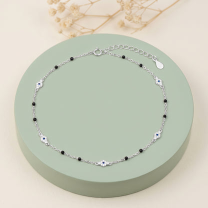 Silver Lucerna Beaded Anklet