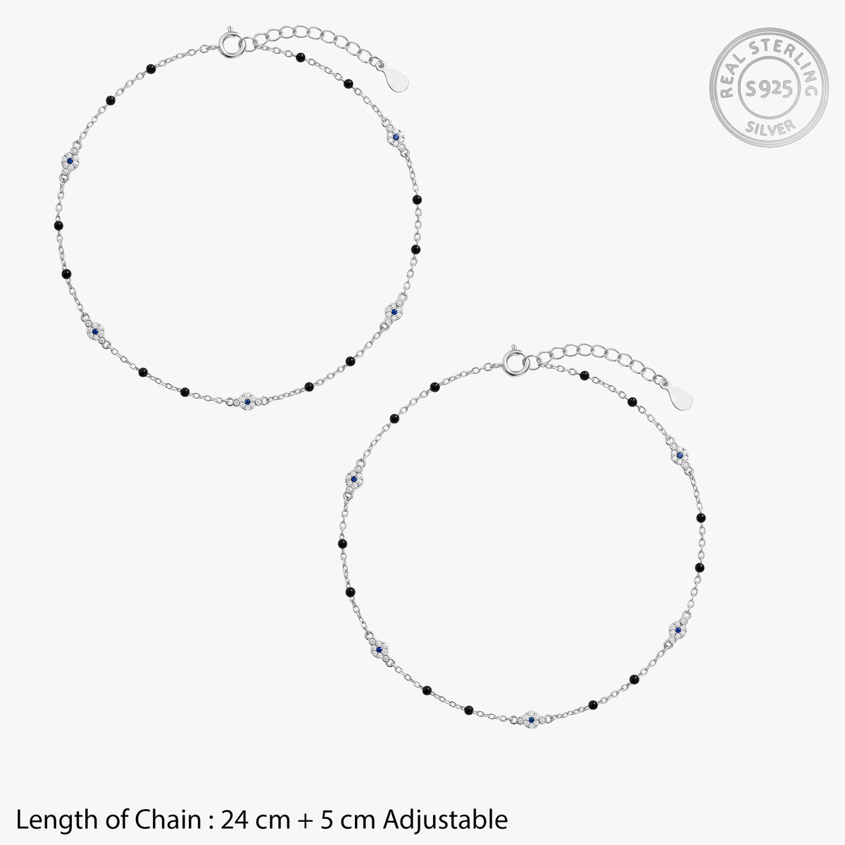 Silver Lucerna Beaded Anklet