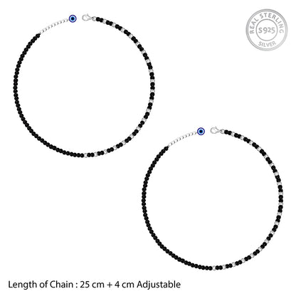 Silver Drishti Black Muse Anklet