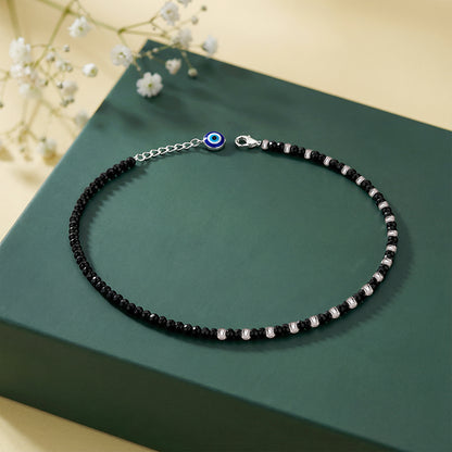 Silver Drishti Black Muse Anklet
