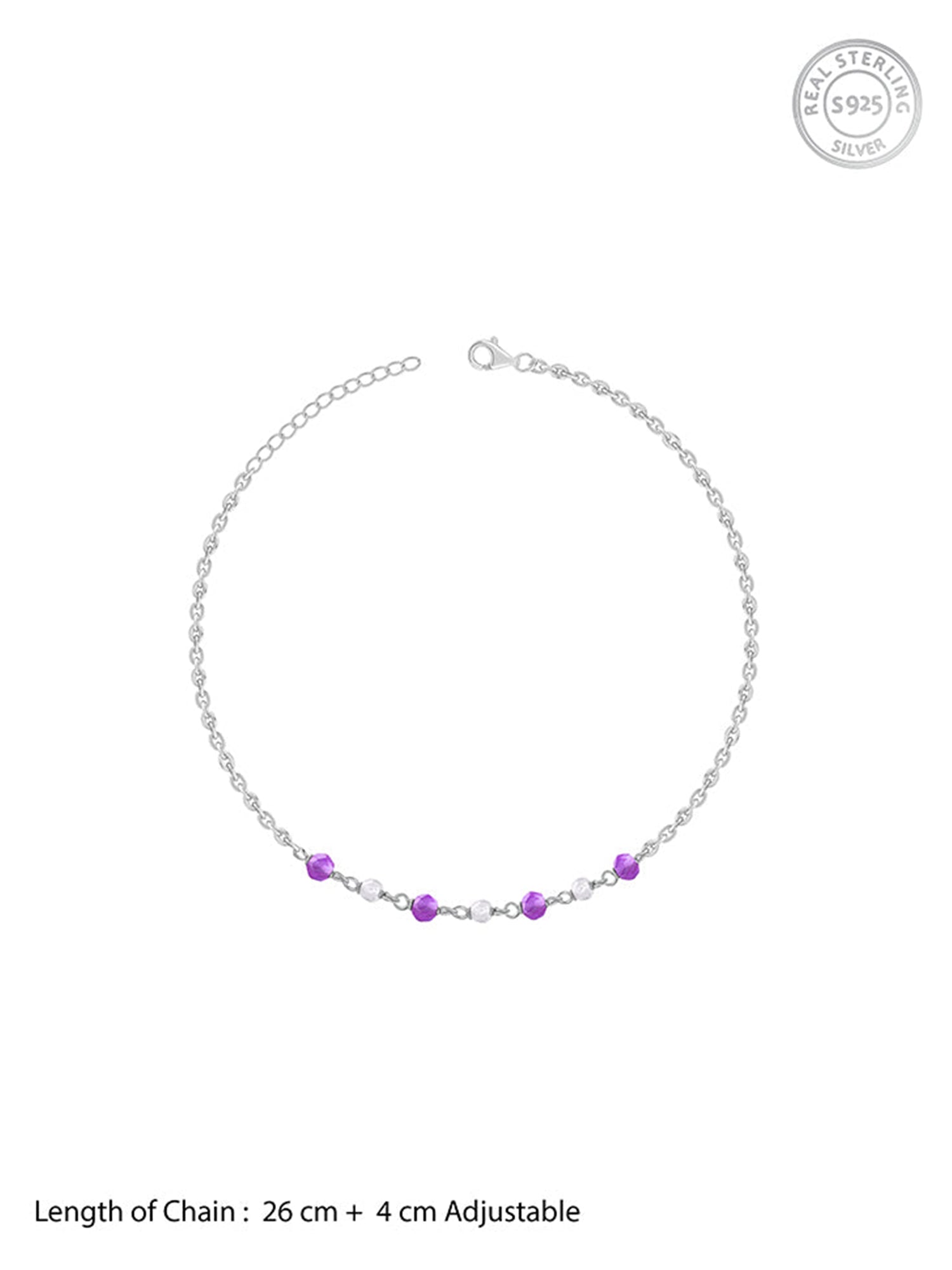 Silver Violet Tide Anklet