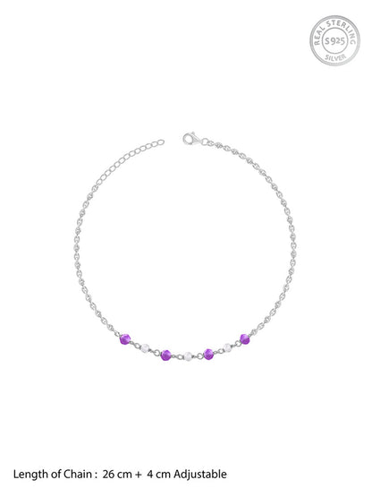 Silver Violet Tide Anklet