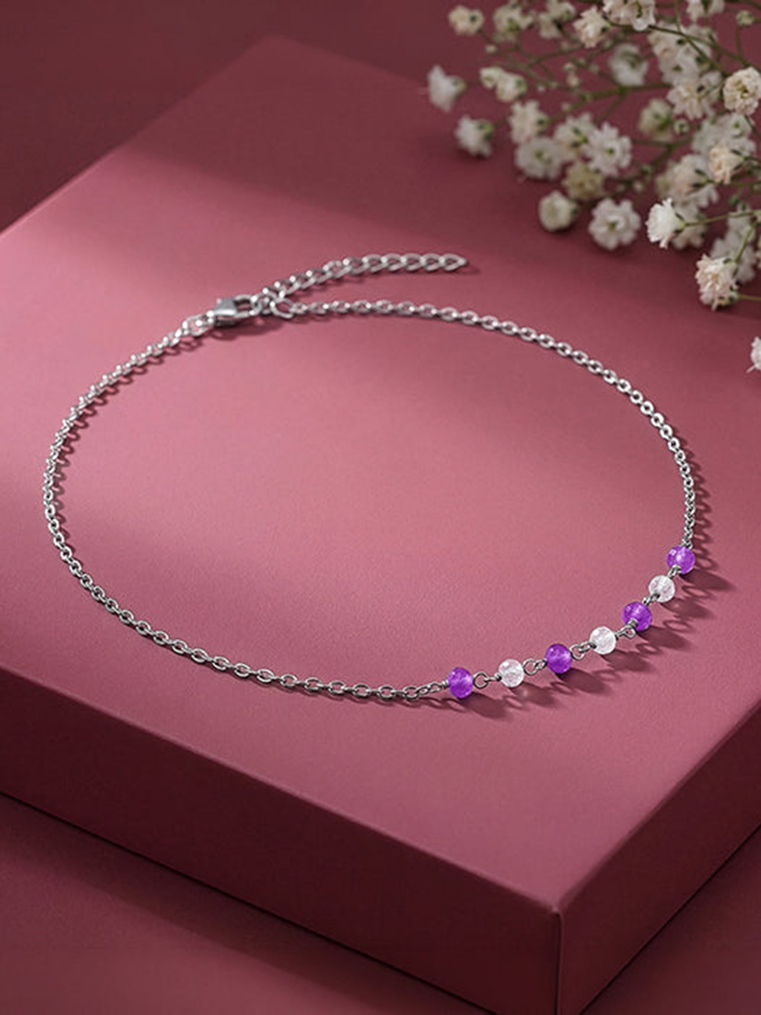 Silver Violet Tide Anklet
