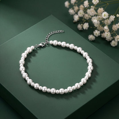 Silver Debbie Pearl Anklet