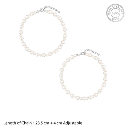 Silver Debbie Pearl Anklet