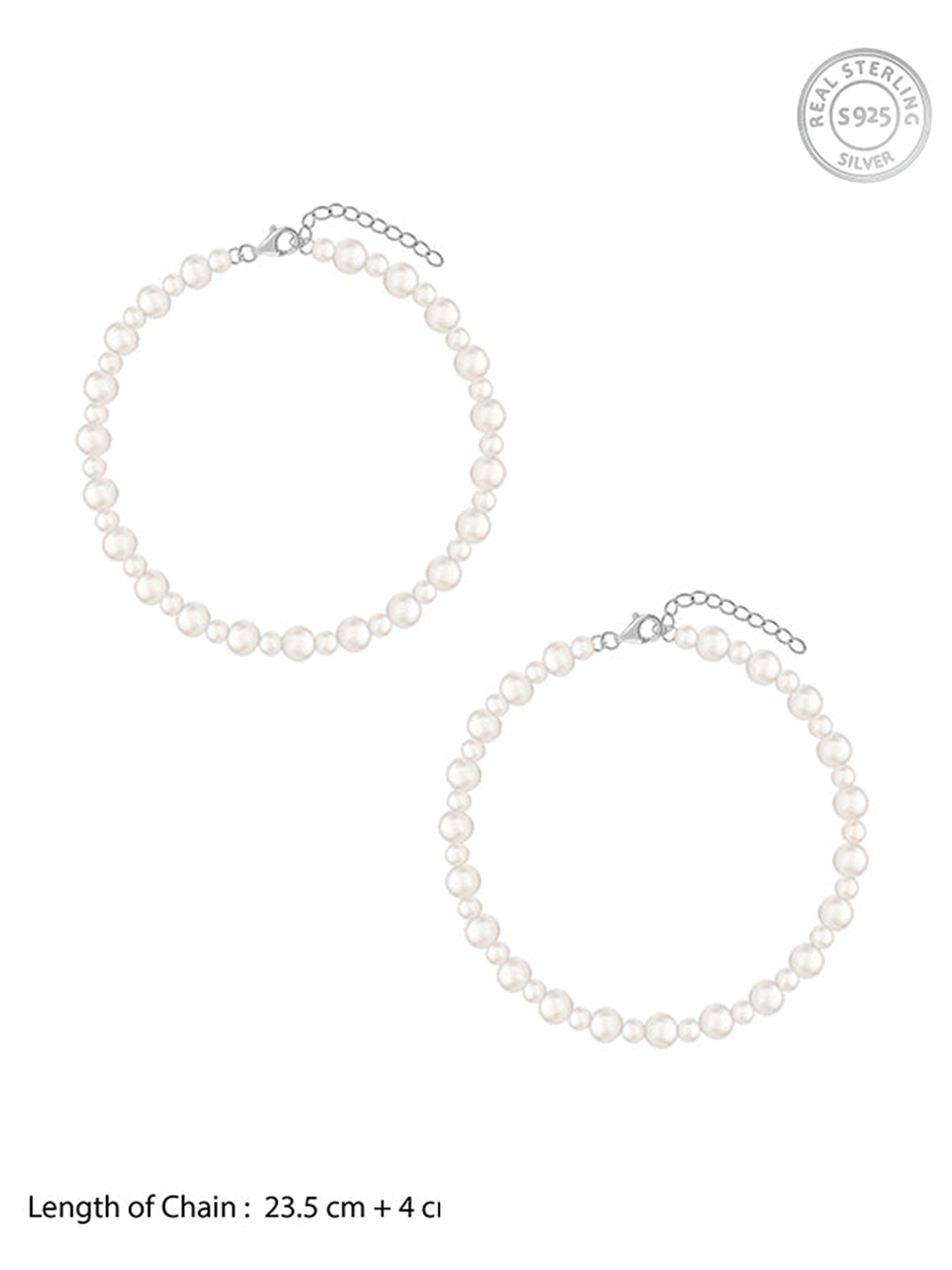 Silver Debbie Pearl Anklet