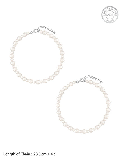 Silver Debbie Pearl Anklet