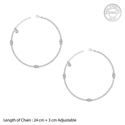 Silver Moon Beads Anklet