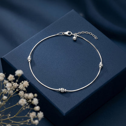 Silver Moon Beads Anklet