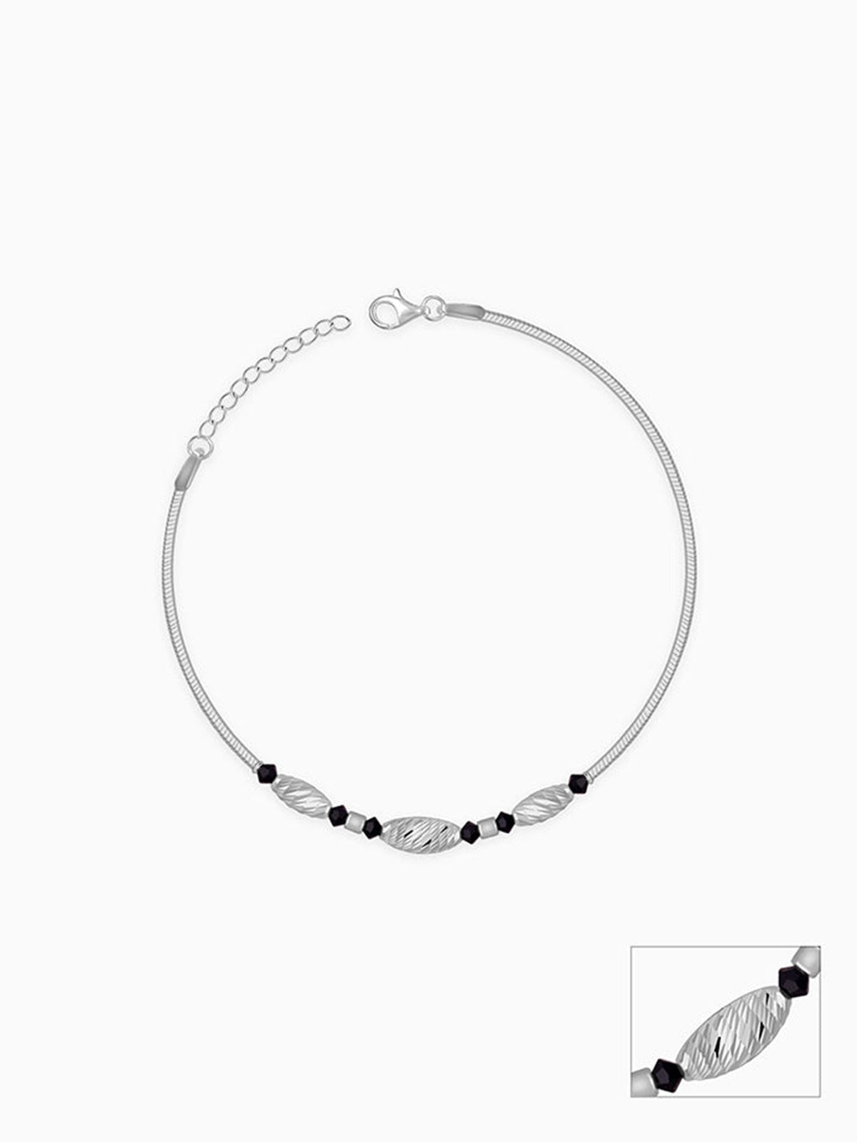 Silver Chrome Beaded Anklet