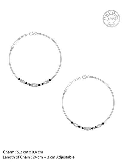 Silver Chrome Beaded Anklet