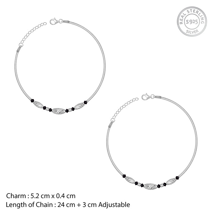 Silver Chrome Beaded Anklet