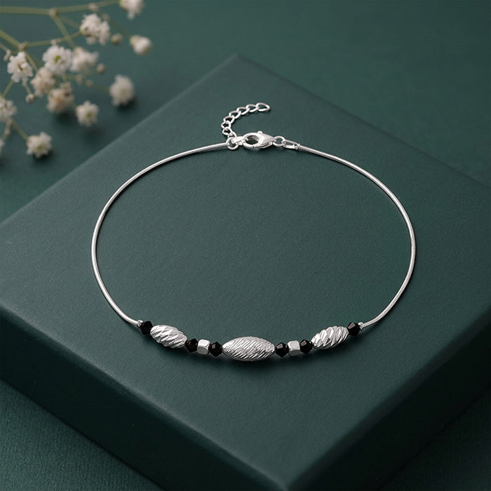 Silver Chrome Beaded Anklet