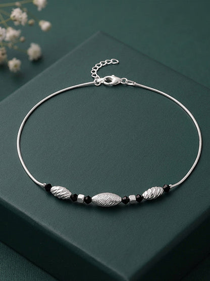 Silver Chrome Beaded Anklet