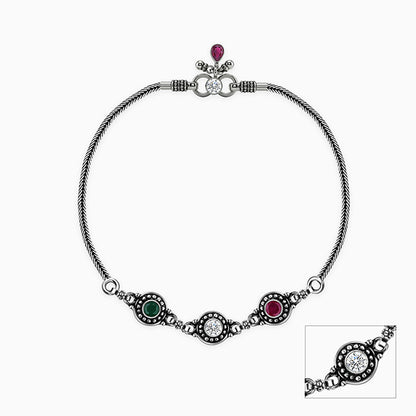 Oxidised Silver Royal Triveni Anklet