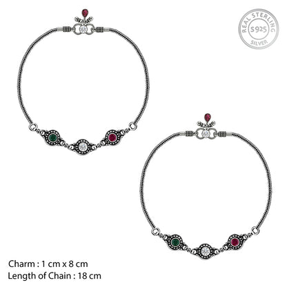 Oxidised Silver Royal Triveni Anklet