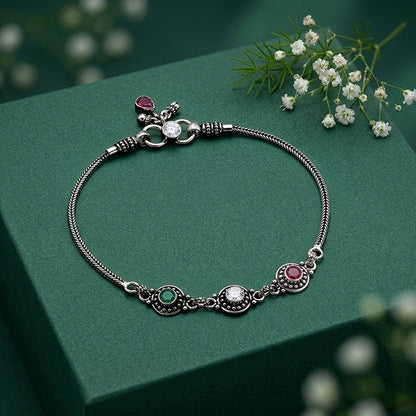 Oxidised Silver Royal Triveni Anklet