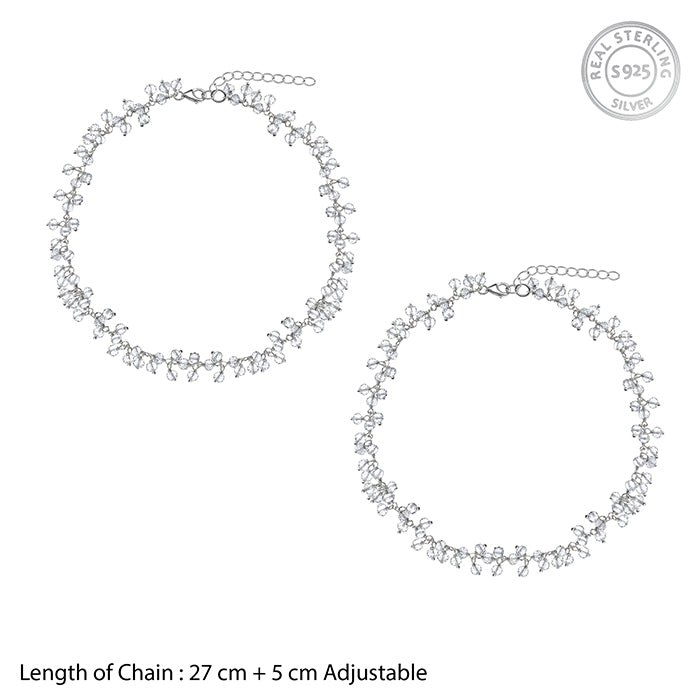 Silver Frost Fringe Anklet