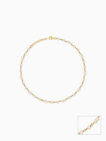 Golden Blush Quartz Bead Anklet