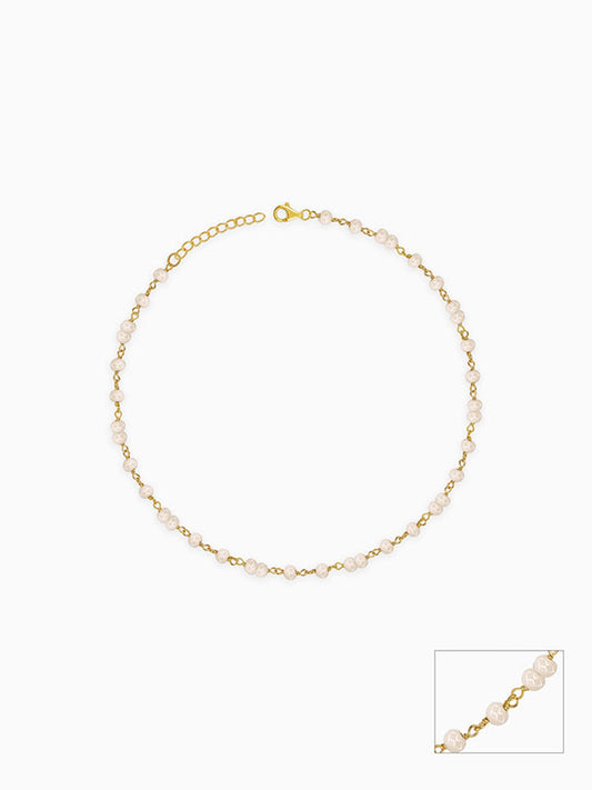 Golden Blush Quartz Bead Anklet
