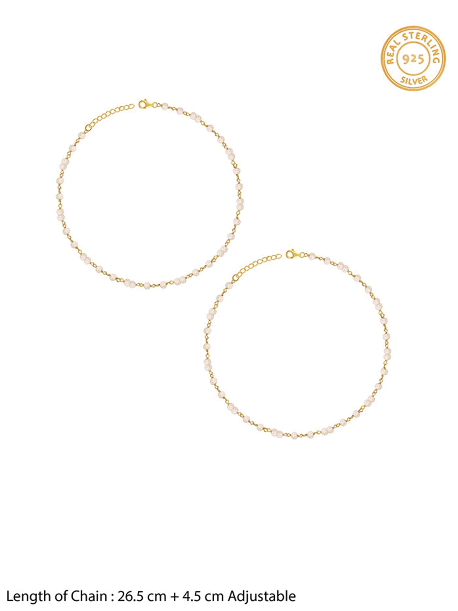 Golden Blush Quartz Bead Anklet