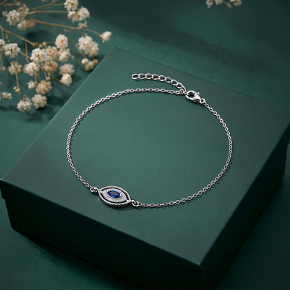 Silver Marquise Evil Eye Anklet