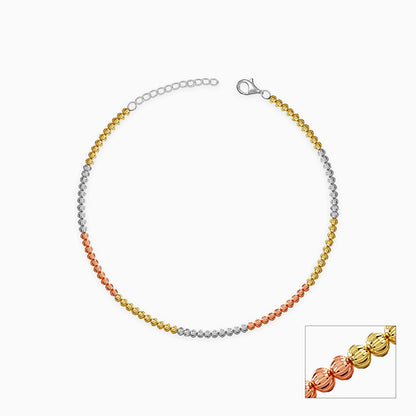 Triple Tone Triaura Silver Anklet