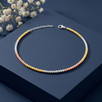 Triple Tone Triaura Silver Anklet