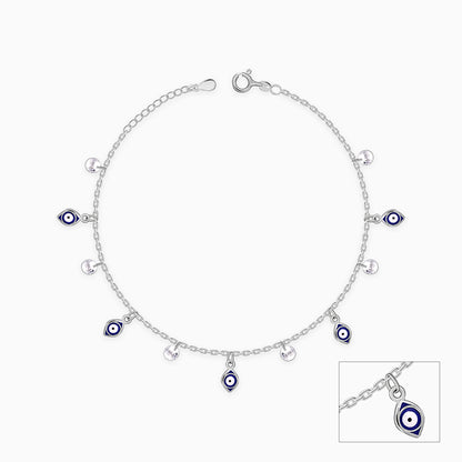 Silver Nazar Charms Anklet
