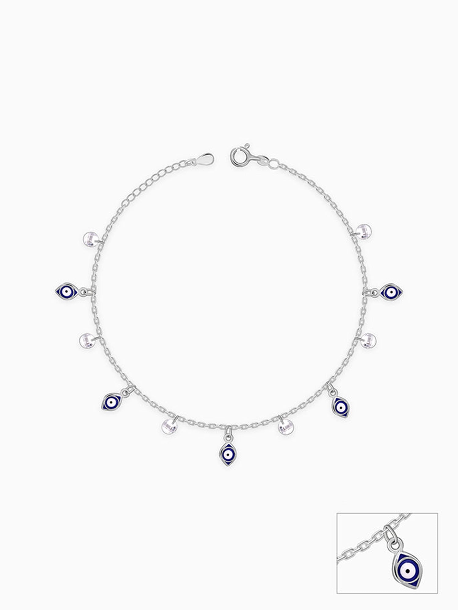 Silver Nazar Charms Anklet