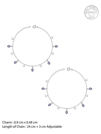 Silver Nazar Charms Anklet