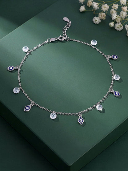 Silver Nazar Charms Anklet