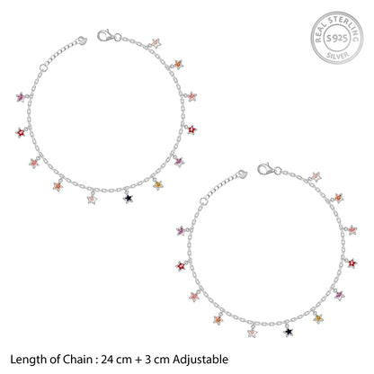 Silver Starry Charms Anklet