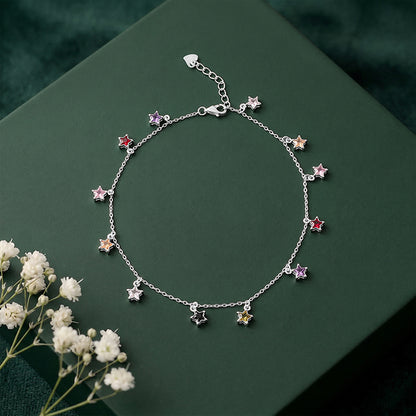 Silver Starry Charms Anklet