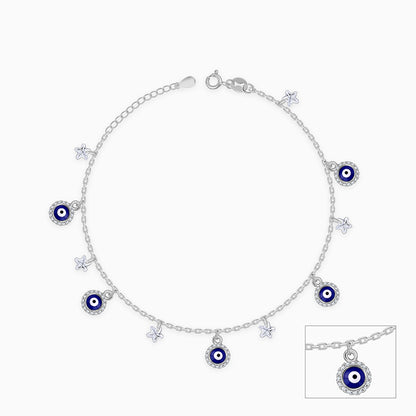 Silver Mystic Evil Eye Anklet
