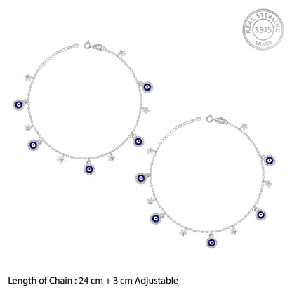 Silver Mystic Evil Eye Anklet
